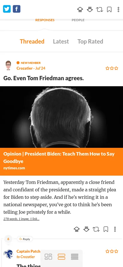 A threaded Tremr discussion fitted into a narrow mobile layout