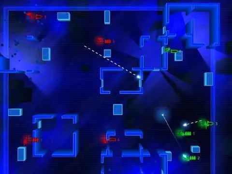 A wide walled compound with tracer lines crossing it diagonally, red units spread down the left and green units grouped in the bottom right.