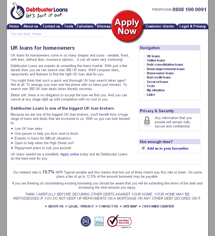 Debtbuster Loans Website