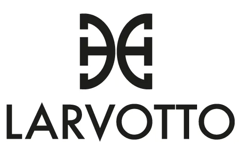 The Larvotto wordmark: an interlocking double-L emblem above the name LARVOTTO in a modern serif