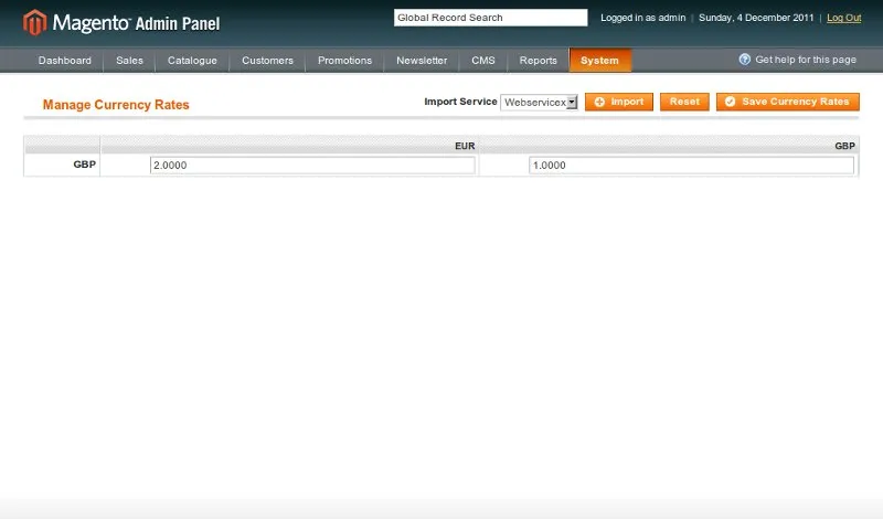 magento currency rates