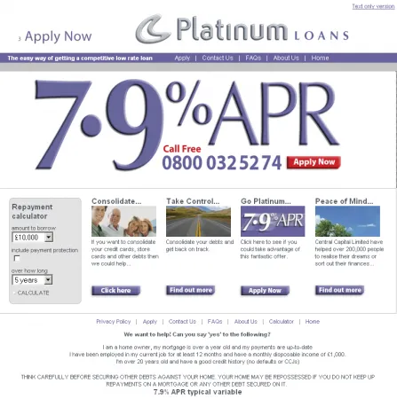 Platinum Loans Website