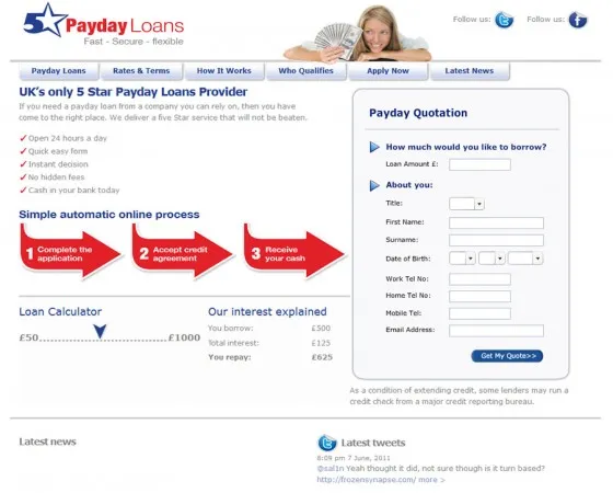 5 star payday loans WordPress site